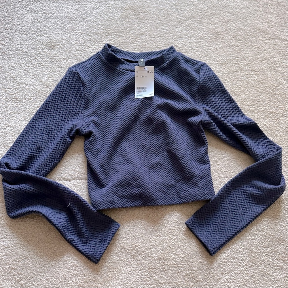 *NEW* NWT H&M Cropped Sweater Top Blue - XS